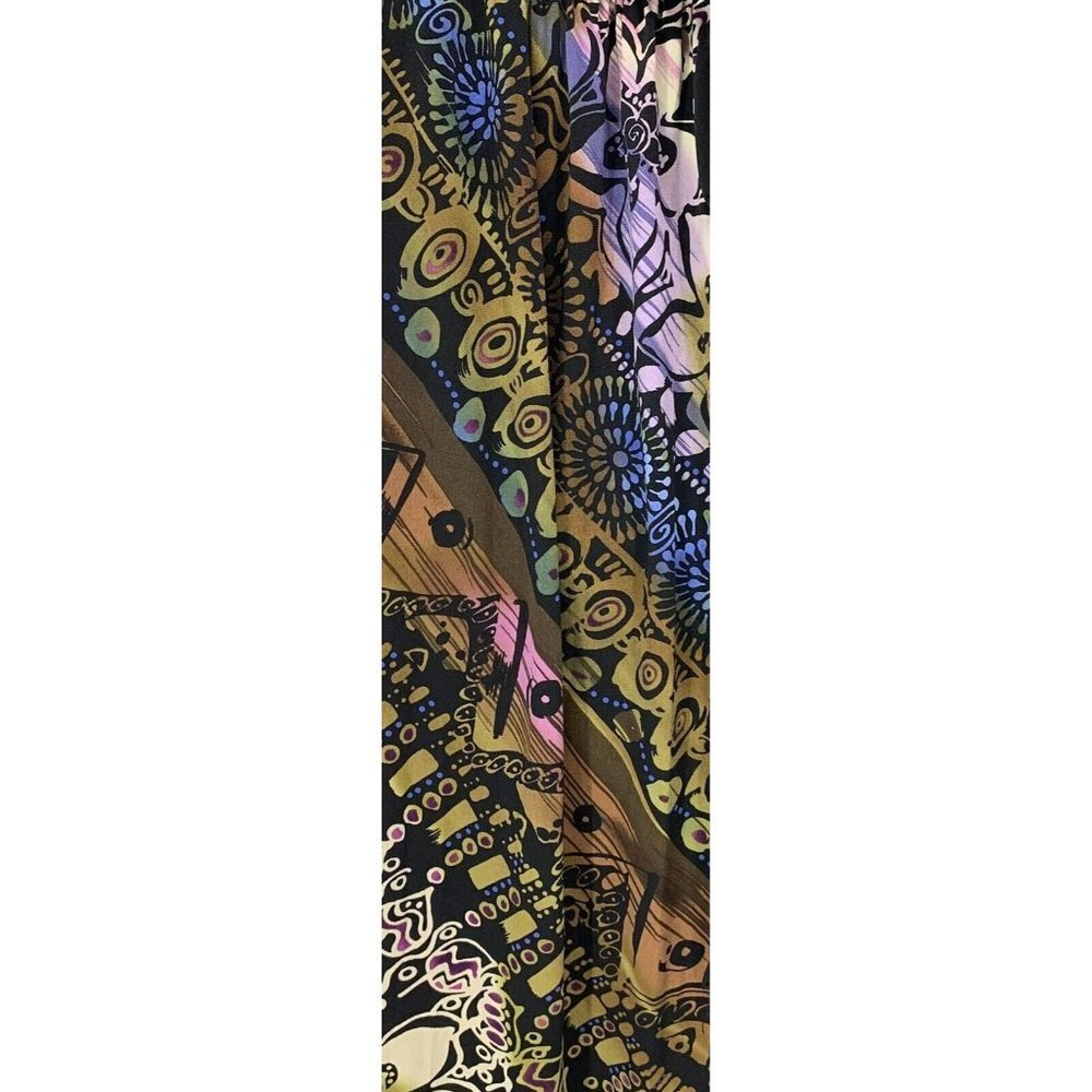 Connected Apparel Women Dress Size 14 Black Boho Print Beaded V Neck Sleeveless - Picture 5 of 7